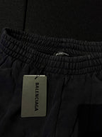 SHORTS BALENCIAGA LOGO EMBROIDERED DISTRESSED BLACK