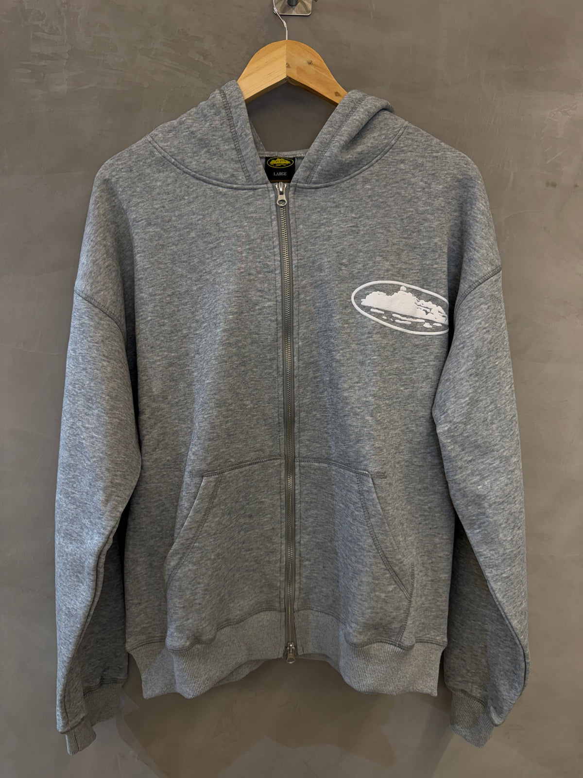 Casaco Corteiz Island Puff Print Zip Grey