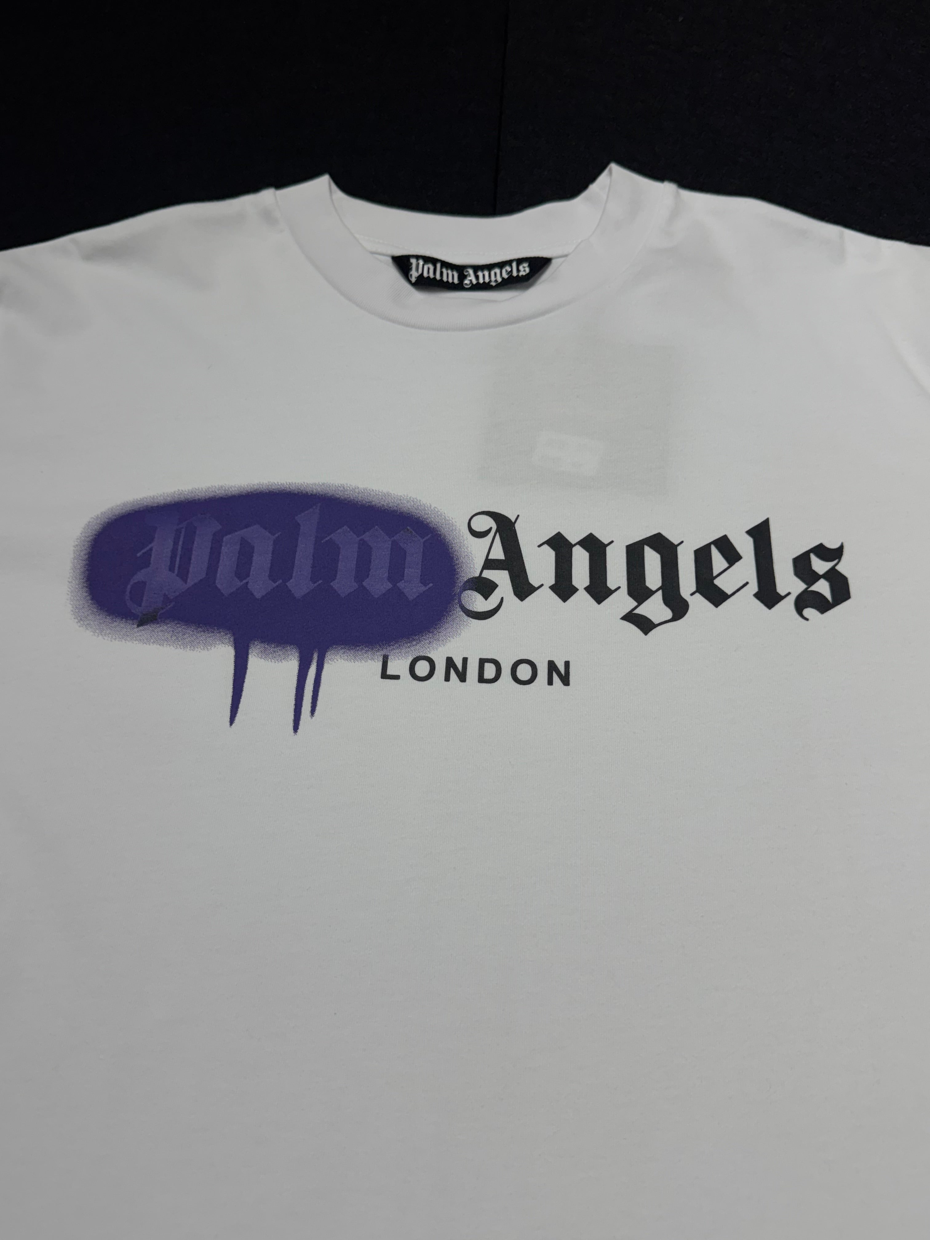 Camiseta Palm Angels London Sprayed White and Purple