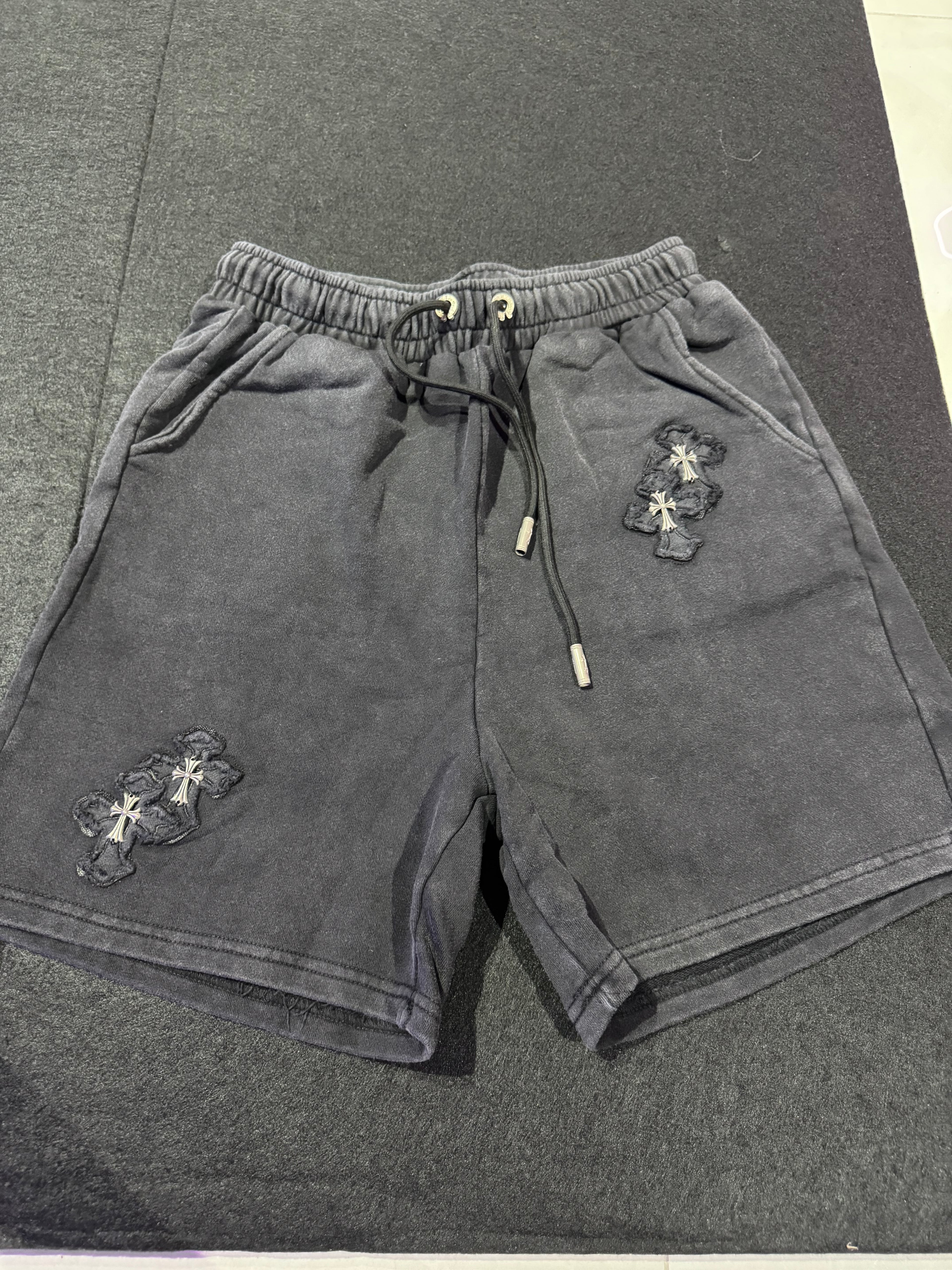 SHORTS CHROME HEARTS WASHED LOGO BLACK