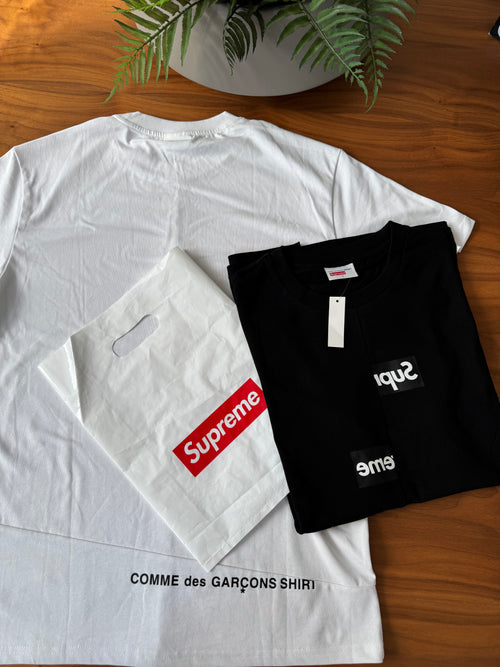Camiseta Supreme Comme des Garçons Split Box Logo White