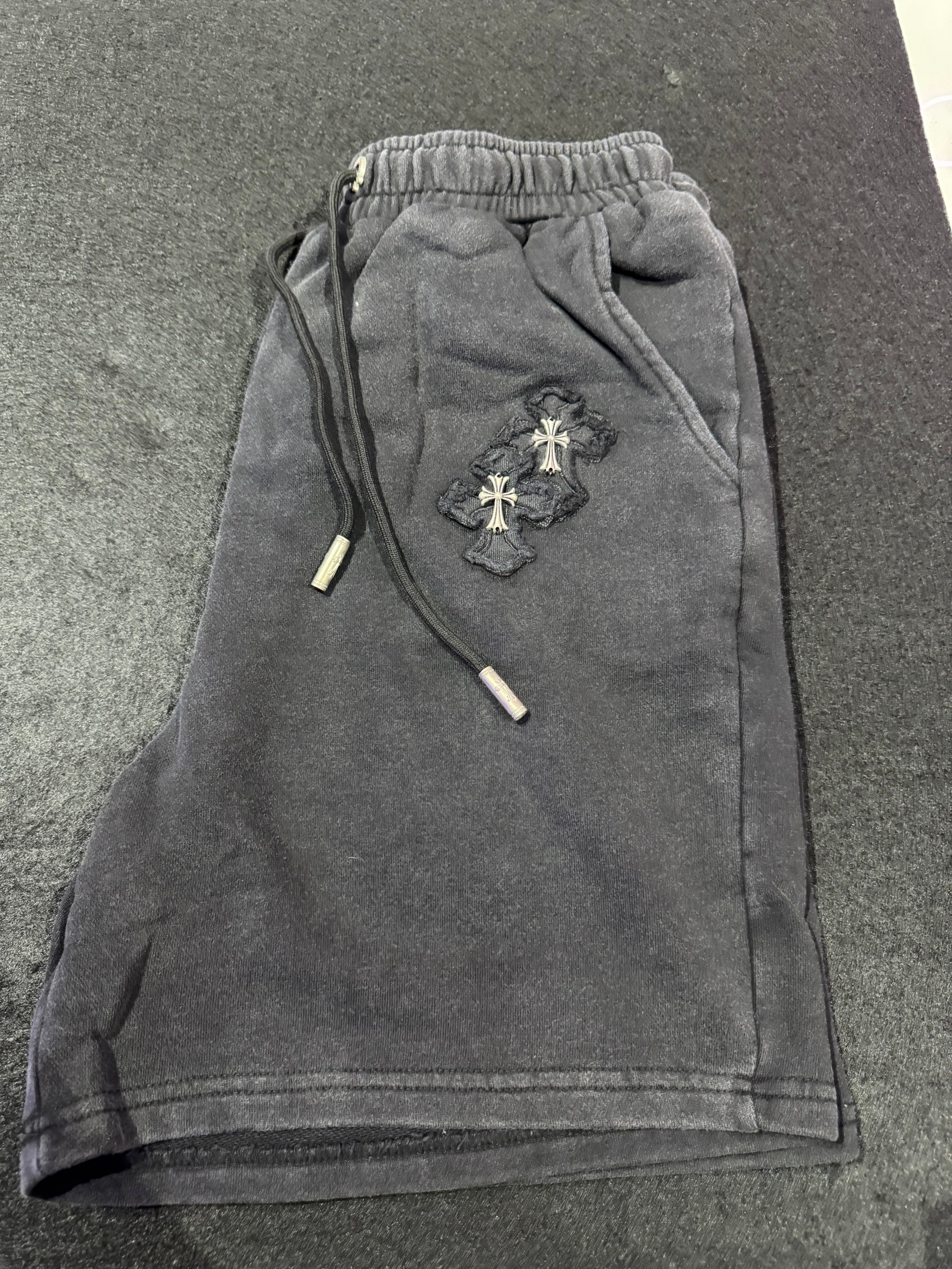 SHORTS CHROME HEARTS WASHED LOGO BLACK