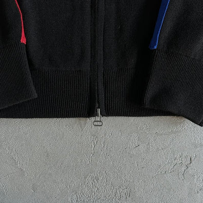Corteiz Knit Zip Up Fleece Black/Red/Blue